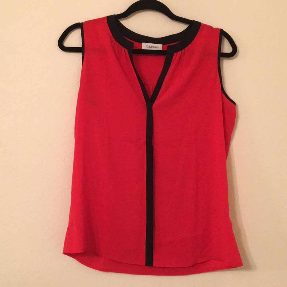 Calvin Klein red and black blouse